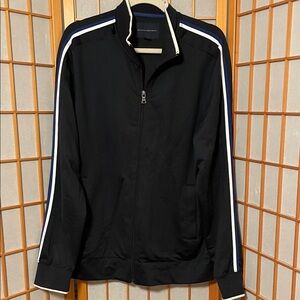 Banana Republic Men’s Navy Blue Zip Up Jacket White&Blue Stripes Pockets Size L